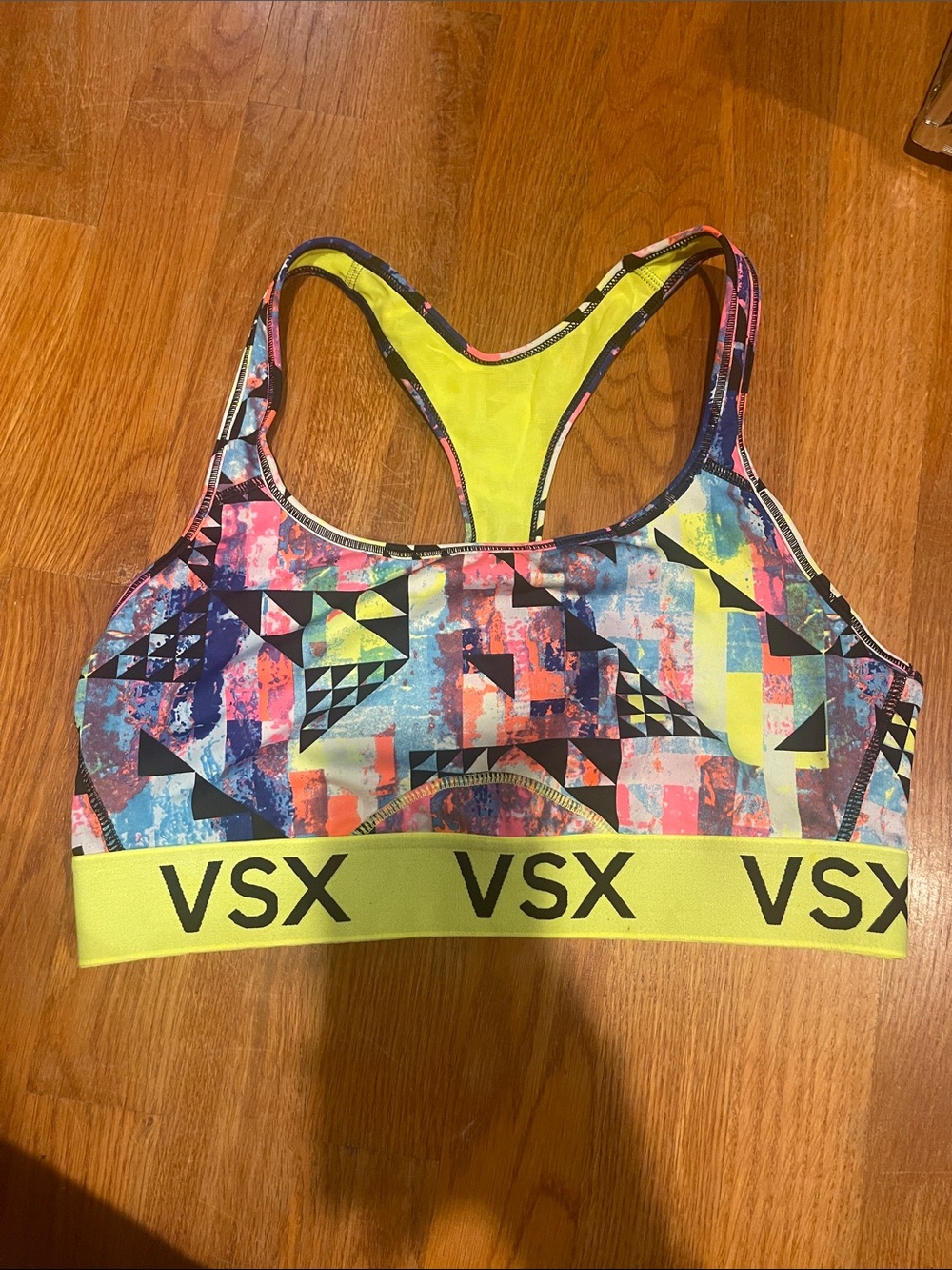 VSX Neon Geo Racerback Sports Bra - Yellow Multi